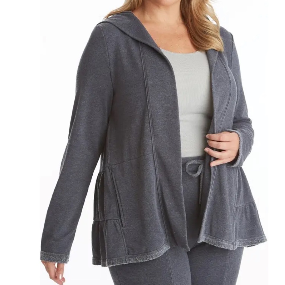 Adyson Parker gray tiered hooded burnout cardigan